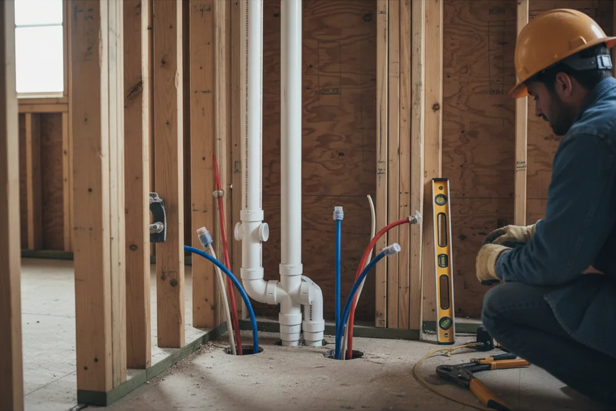 Drain and supply rough-in during Garbage Disposal Repair in Folsom